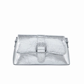 Compact Detail Silver Formal Clutch P24124