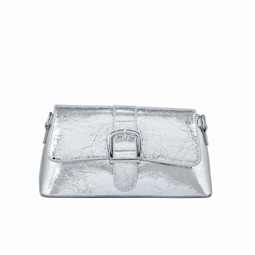 Compact Detail Silver Formal Clutch P24124