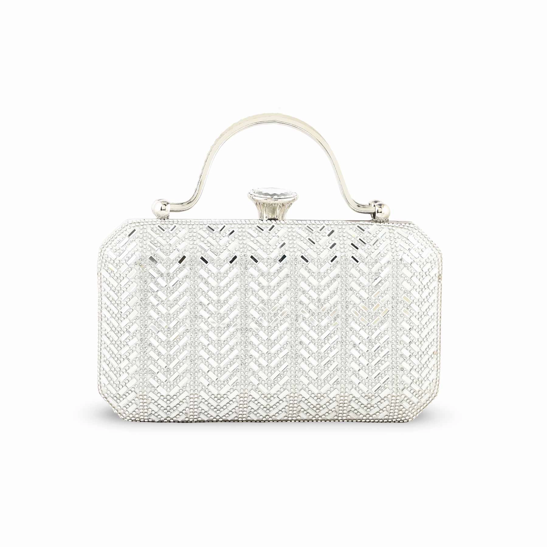 Practical Organizer Silver Bridal Clutch p24258