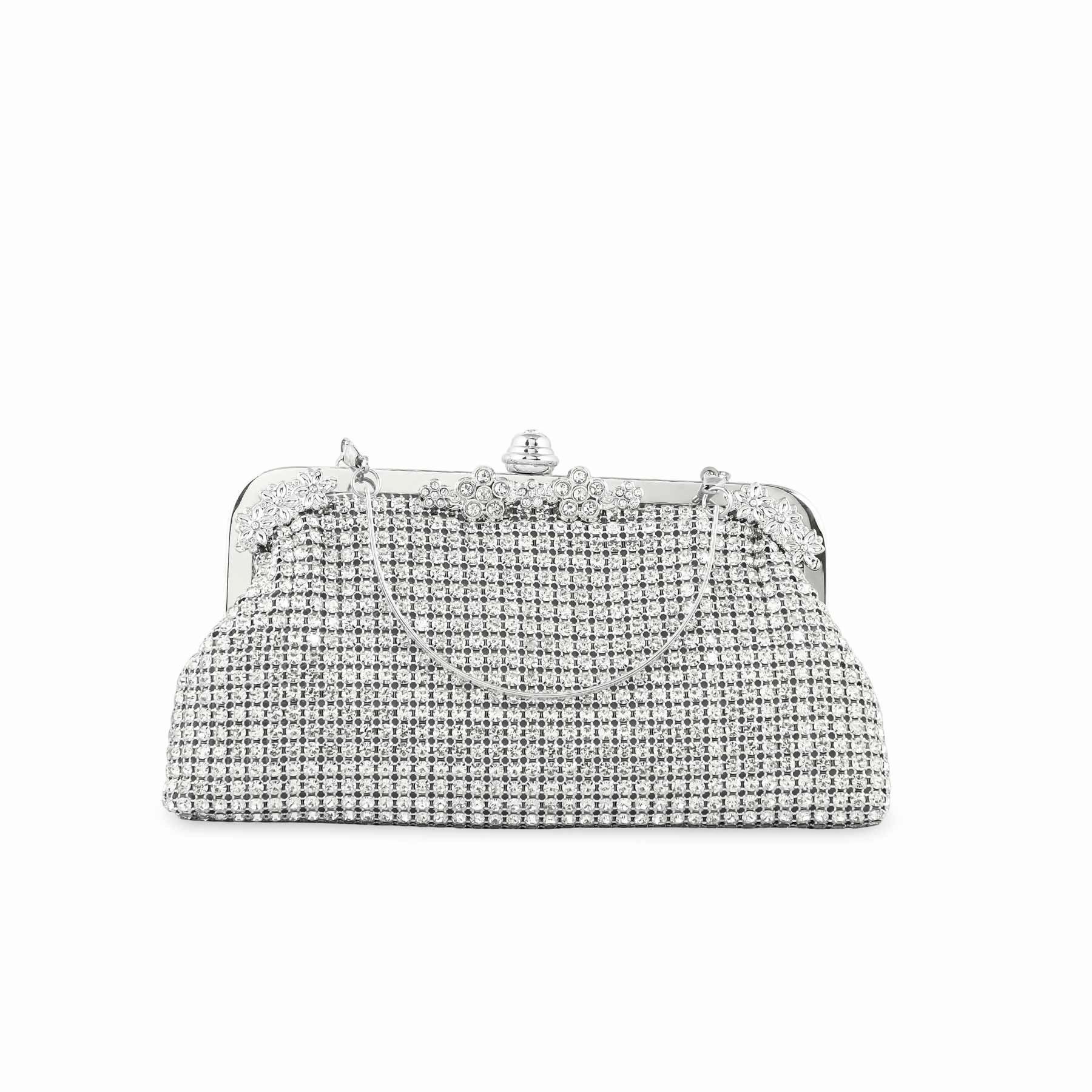 Eco Friendly Tote Durable Quality Silver Bridal Clutch p24270