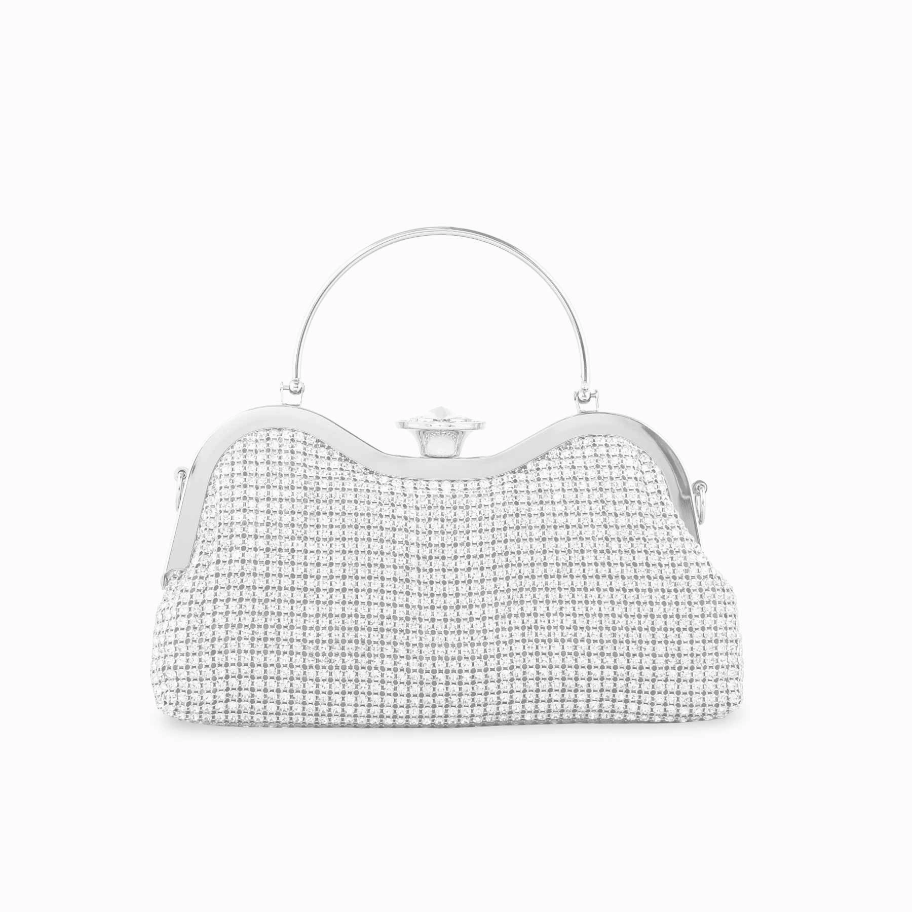 Silver Bridal Clutch P24297 Compact Hand Carry Bag