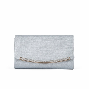 Travel Essentials Silver Fancy Clutch P24171