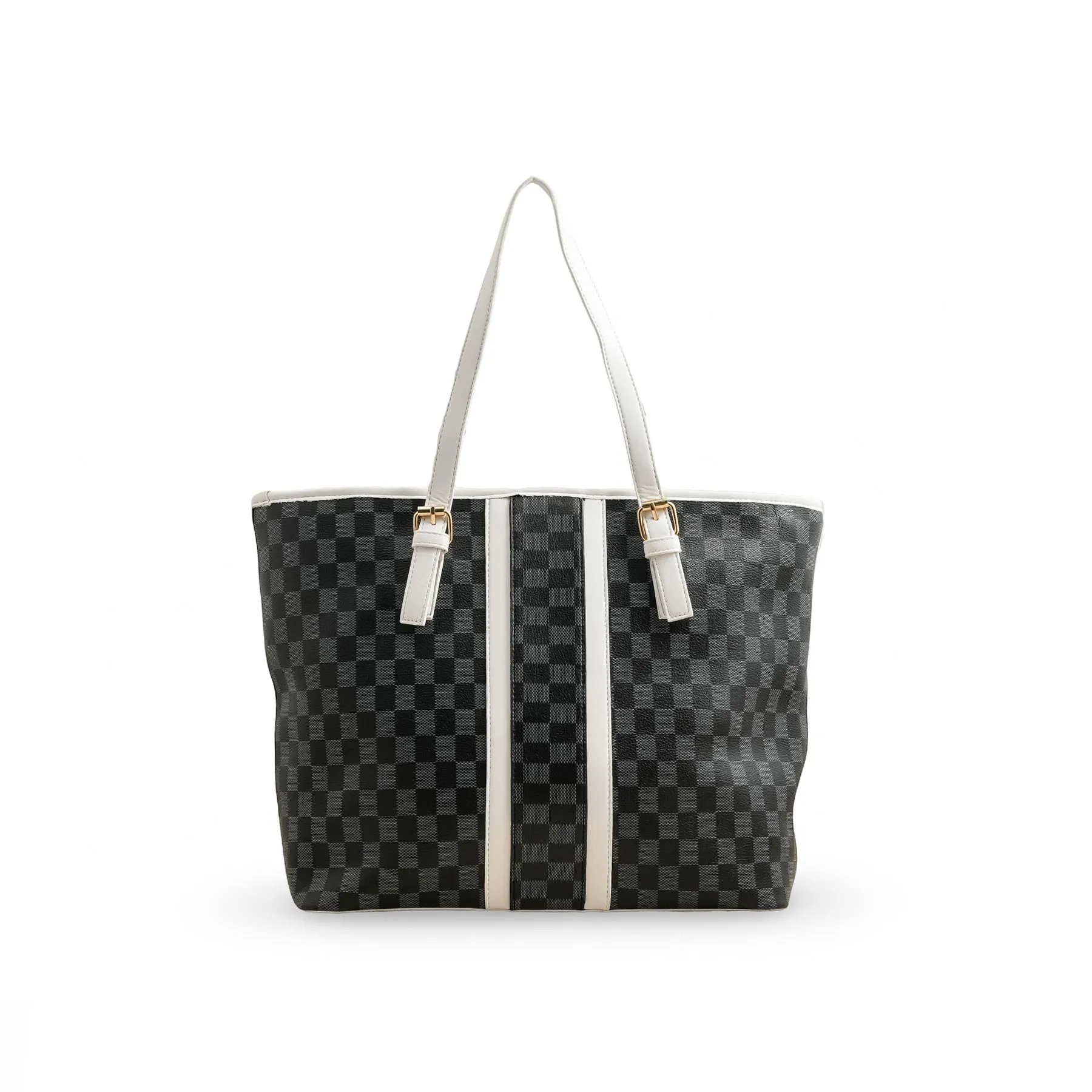 Modern Outline Elegant Organizer Black Formal Shoulder Bag P55751