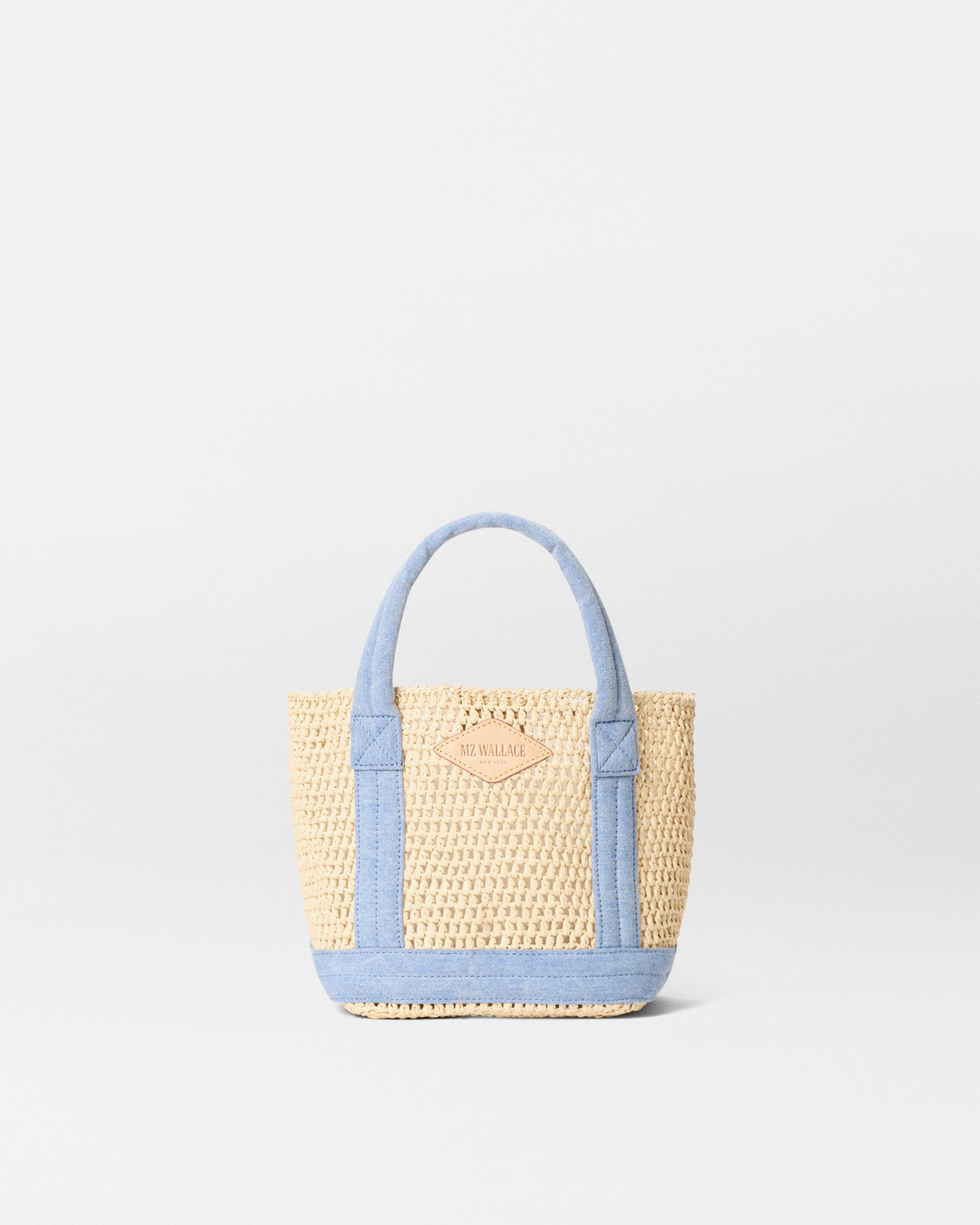 Compact Design Crochet/Light Denim Mini Crochet Tote