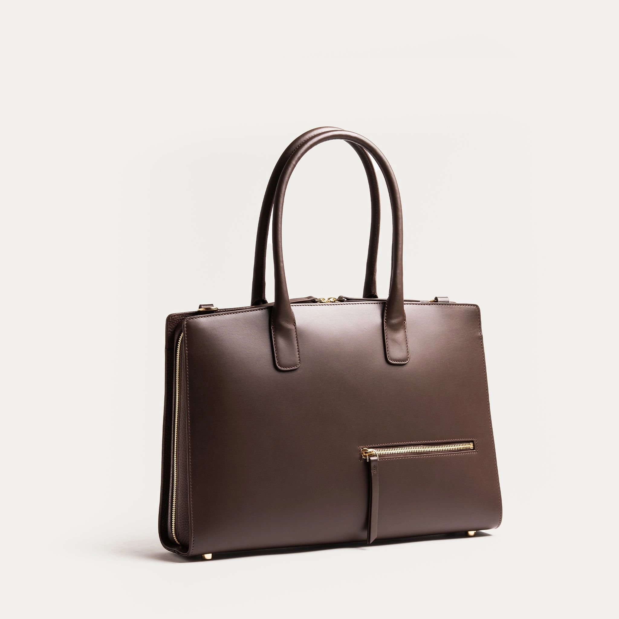 Business Functionality Gear Stylish Professional Gear Smooth Leather Briefcase ~ MILIA - CHESTNUT