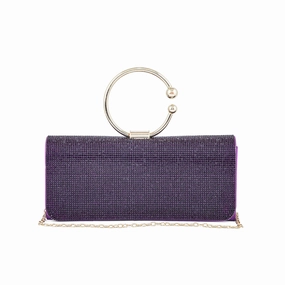 Purple Fancy Clutch P24329 Soft Leather Bag Stylish Detail