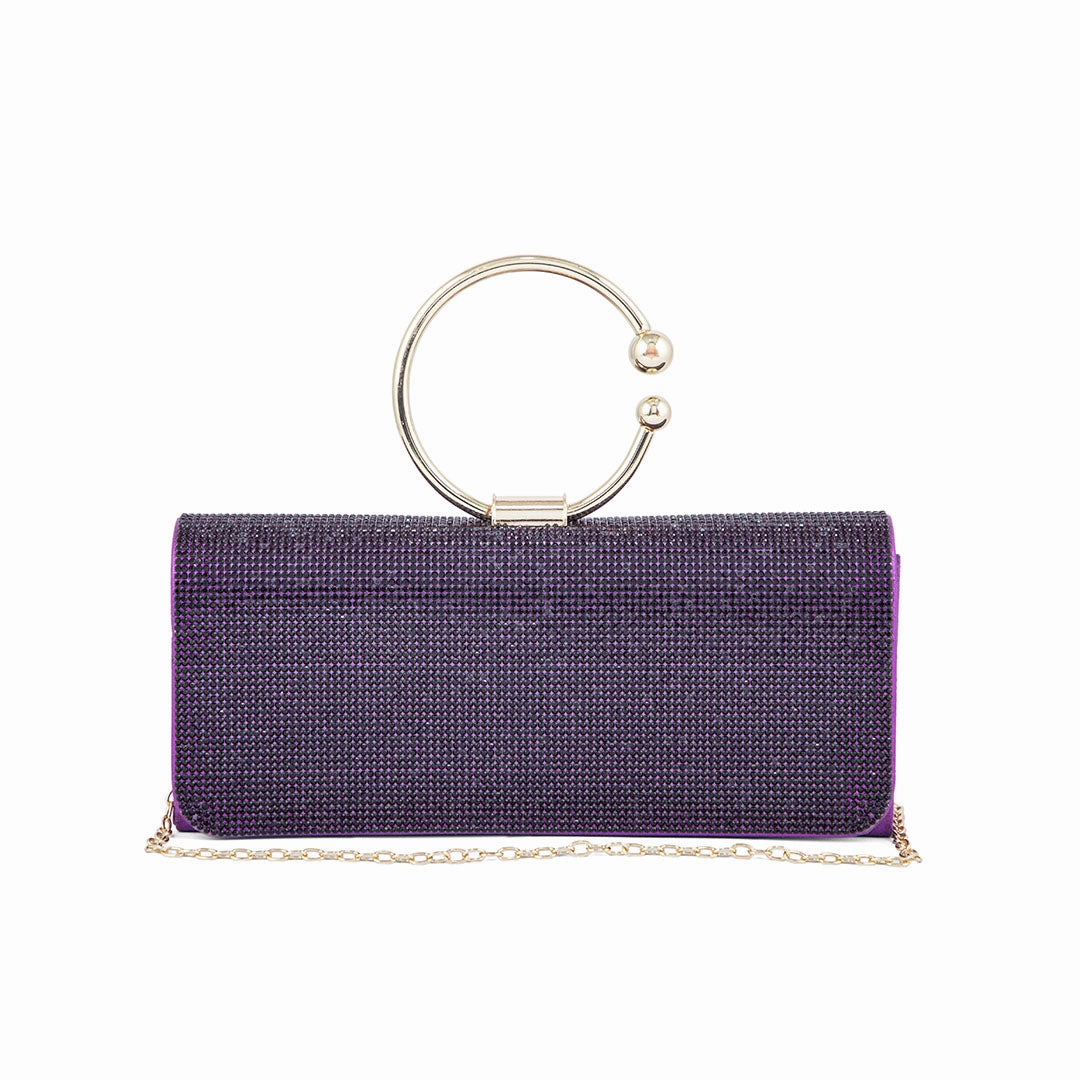 Purple Fancy Clutch P24329 Soft Leather Bag Stylish Detail