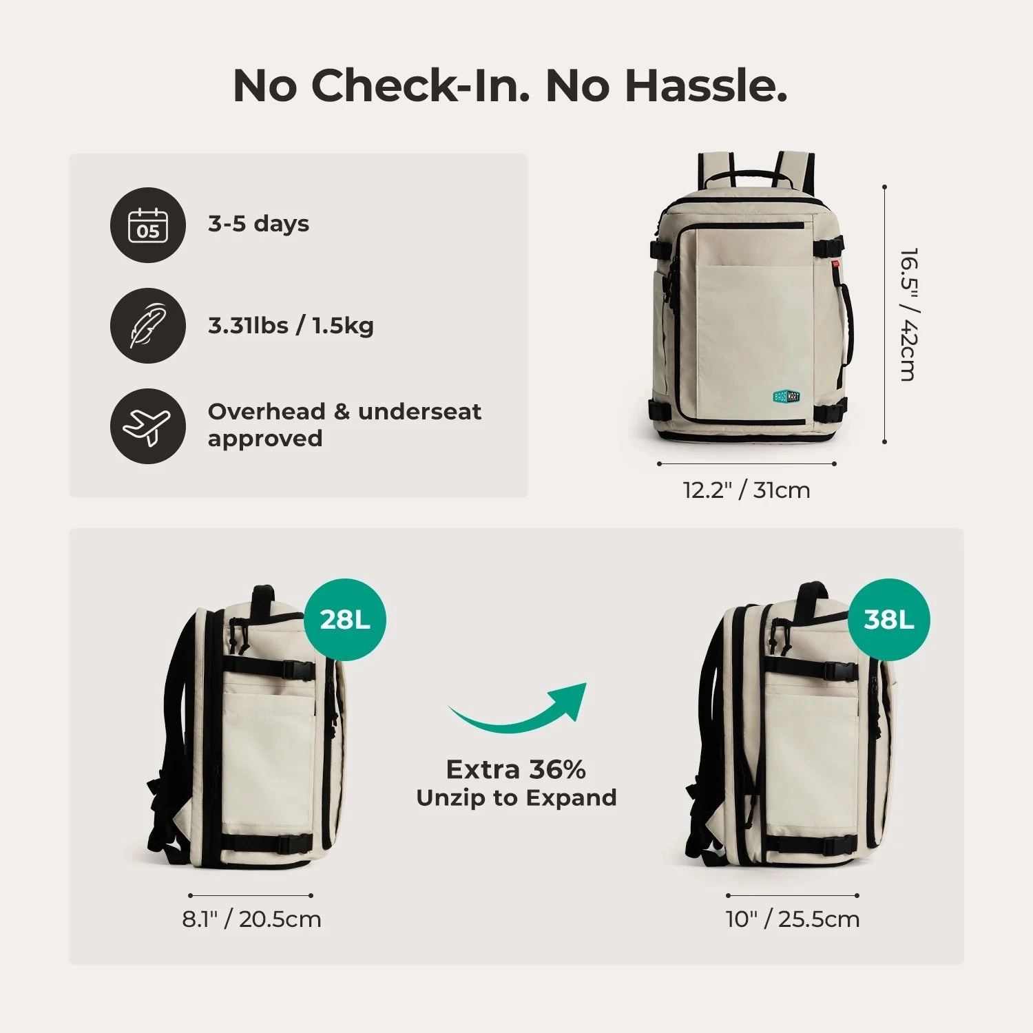 Daily Organizer Streamlined Shape Blast Pro 38L Travel Backpack