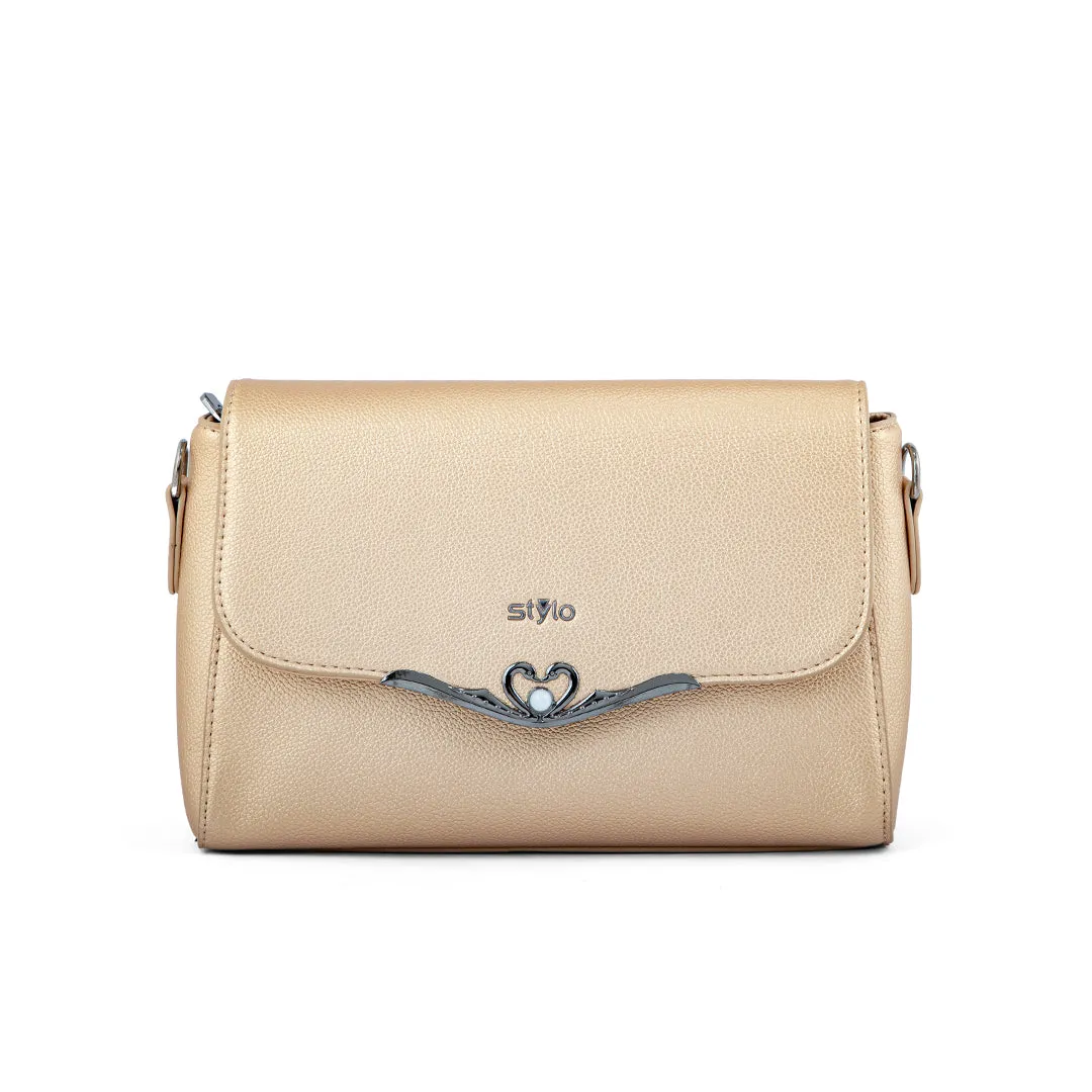 Classic Outfit Polished Texture Golden Women Formal Shoulder Bag P36240
