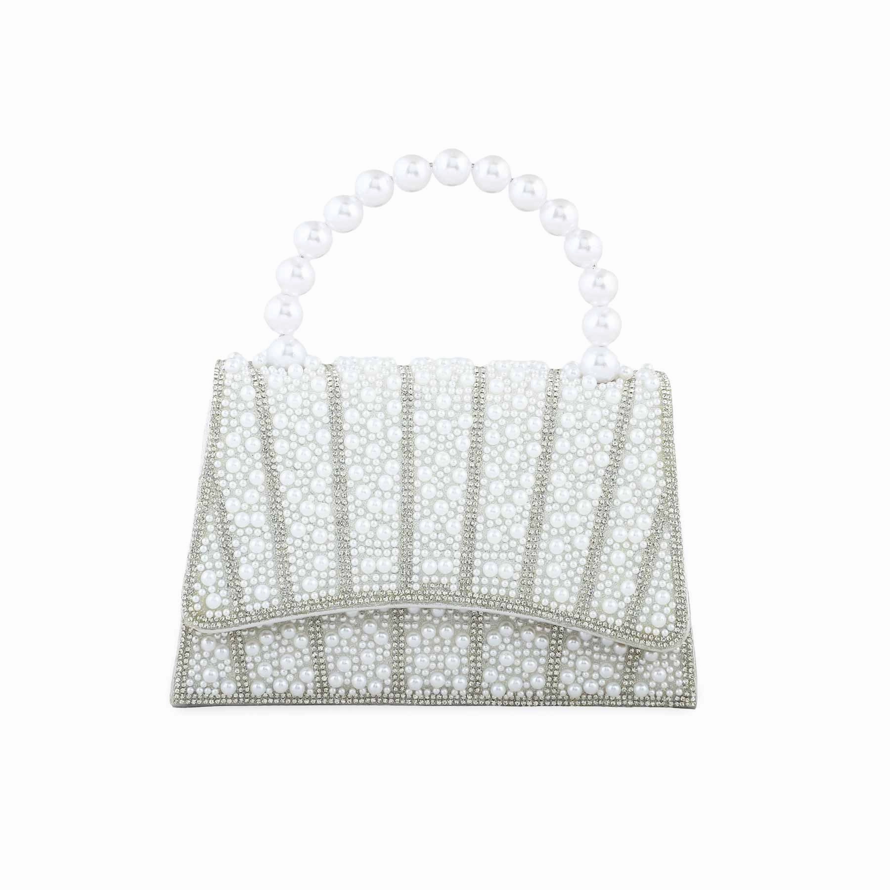 White Bridal Clutch P24367 Comfort handle